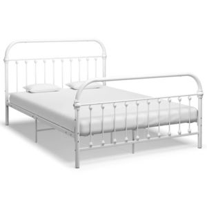 vidaXL Cadru de pat, alb, 140 x 200 cm, metal imagine