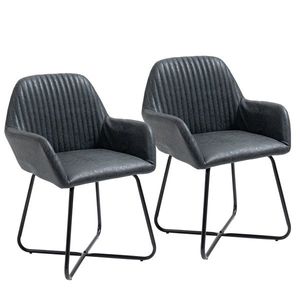HomCom set scaune imitatie piele, 60x56.5x85cm negru | AOSOM RO imagine