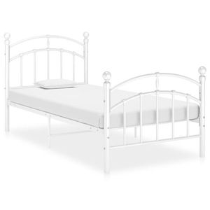 vidaXL Cadru de pat, alb, 90x200 cm, metal imagine