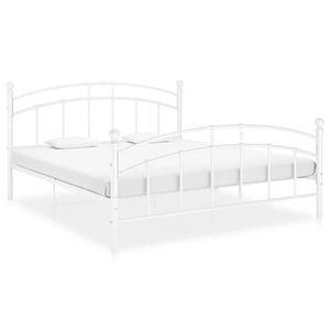 vidaXL Cadru de pat, alb, 160x200 cm, metal imagine