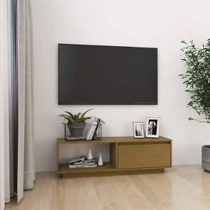 vidaXL Comodă TV, maro miere, 110x30x33, 5 cm, lemn masiv de pin imagine