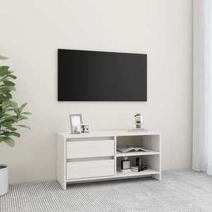 vidaXL Comodă TV, alb, 80x31x39 cm, lemn masiv de pin imagine
