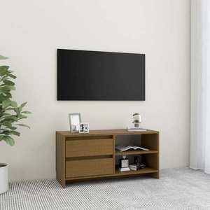 vidaXL Comodă TV, maro miere, 80x31x39 cm, lemn masiv de pin imagine