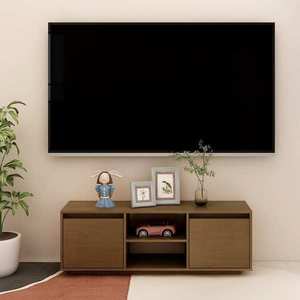 vidaXL Comodă TV, maro miere, 110x30x40 cm, lemn masiv de pin imagine