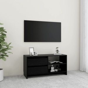 vidaXL Comodă TV, negru, 80x31x39 cm, lemn masiv de pin imagine
