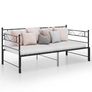 vidaXL Cadru pat canapea extensibilă, negru, 90x200 cm, metal imagine