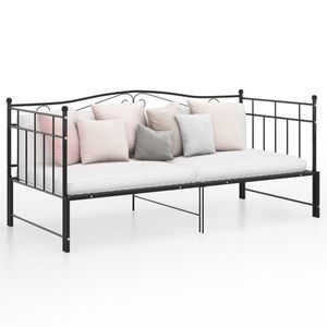 vidaXL Cadru pat canapea extensibilă, negru, 90x200 cm, metal imagine