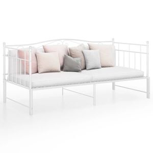 vidaXL Cadru pat canapea extensibilă, alb, 90x200 cm, metal imagine