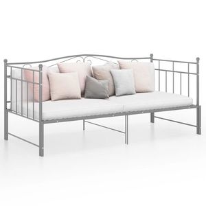 vidaXL Cadru pat canapea extensibilă, gri, 90x200 cm, metal imagine