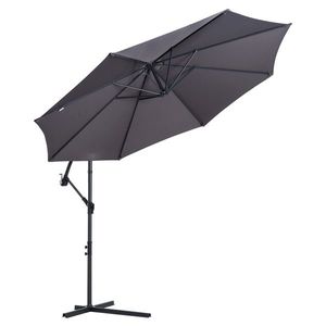 Outsunny Umbrela pentru Exterior Umbrela de Gradina Descentralizata Gri cu Manivela Structura Otel si Poliester Anti-UV Φ300x250cm imagine