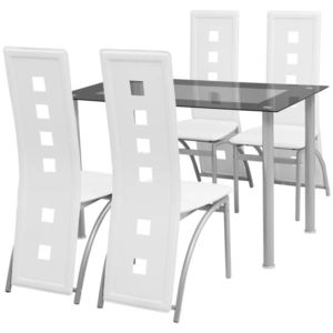 vidaXL Set masă cu scaune, 5 piese, alb imagine