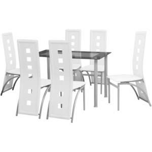 vidaXL Set masă și scaune de bucătărie, 7 piese, alb imagine