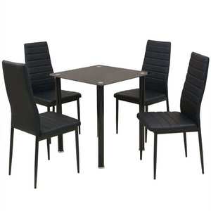 vidaXL Set masă și scaune de bucătărie, negru, 5 piese imagine