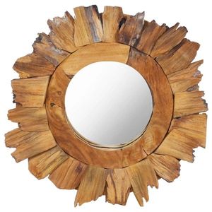 vidaXL Oglindă de perete, 40 cm, tec, rotund imagine