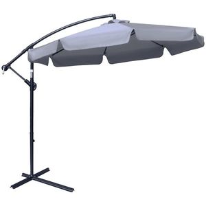Umbrela de Soare pentru Gradina Outsunny, Brat Metal, Baldachin Poliester Φ265x265cm, Gri | Aosom RO imagine