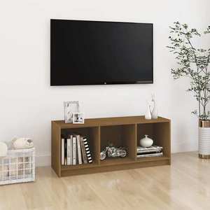 vidaXL Comodă TV, maro miere, 104x33x41 cm, lemn masiv de pin imagine