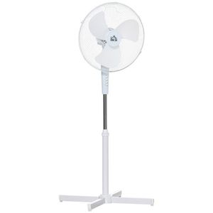 HOMCOM Ventilator de Podea, 3 Viteze, Înălțime Ajustabilă, Design Modern, 60x60x90-120cm, Alb | Aosom Romania imagine