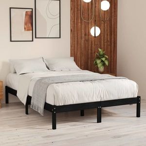 vidaXL Cadru de pat, negru, 140x200 cm, lemn de pin masiv imagine