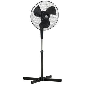 HOMCOM Ventilator de Podea, 3 Viteze, Înălțime Reglabilă, Robust, 60x60x90-120cm, Negru | Aosom Romania imagine