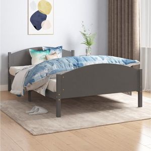 vidaXL Cadru de pat, gri închis, 120x200 cm, lemn masiv de pin imagine