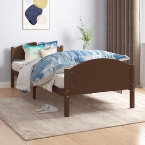 vidaXL Cadru de pat, maro închis, 90x200 cm, lemn masiv de pin imagine