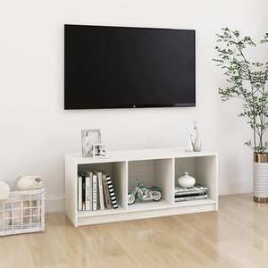 vidaXL Comodă TV, alb, 104x33x41 cm, lemn masiv de pin imagine