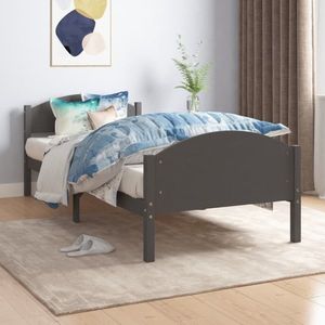 vidaXL Cadru de pat, gri închis, 100x200 cm, lemn masiv de pin imagine