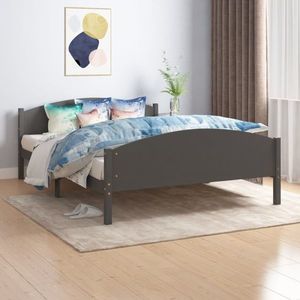 vidaXL Cadru de pat, gri închis, 160x200 cm, lemn masiv de pin imagine