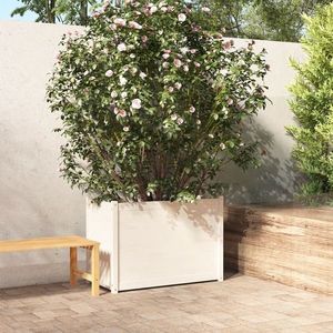 vidaXL Jardinieră de grădină, alb, 100x50x70 cm, lemn masiv de pin imagine