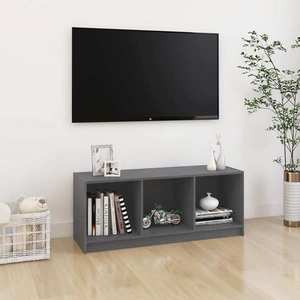 vidaXL Comodă TV, gri, 104x33x41 cm, lemn masiv de pin imagine