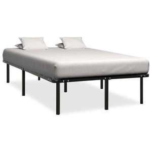 vidaXL Cadru de pat cu bază din șipci, negru, 120 x 200 cm, metal imagine