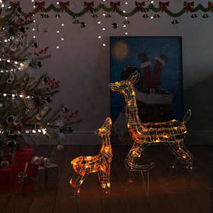 vidaXL Decorațiune de Crăciun familie reni 160 LED-uri colorat acril imagine