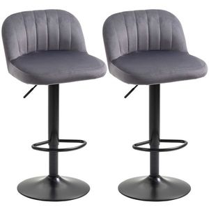 Set de 2 scaune de bar HOMCOM cu efect de catifea, 43x45x81-101cm | Aosom RO imagine
