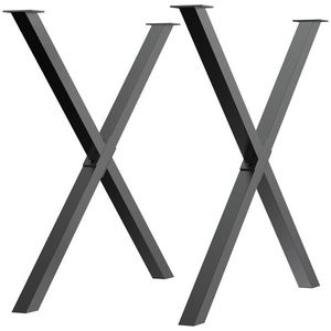 HOMCOM Set 2 picioare pentru masa, birou din otel in forma de X 40x2.5x43cm, negru imagine