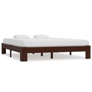 vidaXL Cadru de pat, maro închis, 160 x 200 cm, lemn masiv de pin imagine