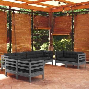 vidaXL Set mobilier grădină cu perne, 8 piese, lemn masiv pin imagine