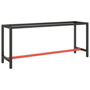 vidaXL Cadru banc de lucru, negru mat/roșu mat, 190x50x79 cm, metal imagine