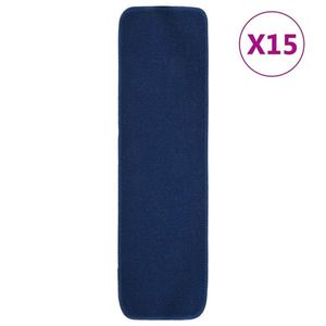 vidaXL Covorașe de scări, 15 buc., bleumarin, 75x20 cm, dreptunghiular imagine