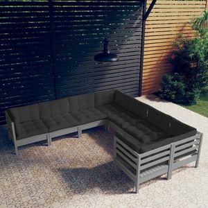 vidaXL Set mobilier relaxare grădină 8 piese perne gri lemn masiv pin imagine