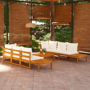 vidaXL Set mobilier grădină perne alb crem, 5 piese, lemn masiv acacia imagine
