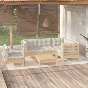 vidaXL Set mobilier grădină cu perne crem, 6 piese, lemn de pin imagine