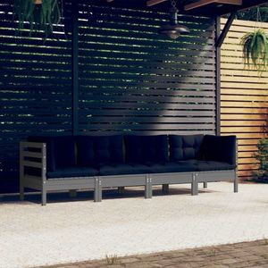 vidaXL Set mobilier grădină cu perne, 4 piese, lemn masiv de pin imagine