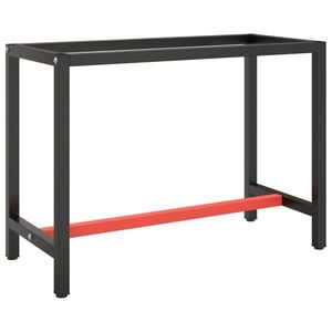 vidaXL Cadru banc de lucru, negru mat/roșu mat, 110x50x79 cm, metal imagine