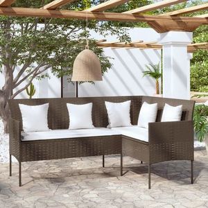 vidaXL Set canapele de grădină, formă L, cu perne, maro, poliratan imagine