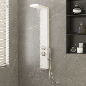 vidaXL Sistem panou de duș din aluminiu, alb imagine