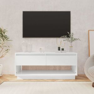 vidaXL Comodă TV, alb extralucios, 102x41x44 cm, PAL imagine