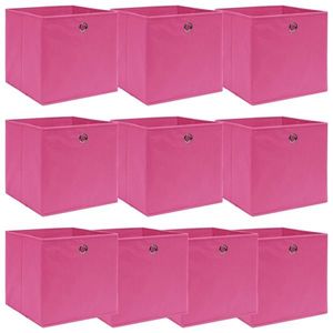 vidaXL Cutii depozitare, 10 buc., roz, 32x32x32 cm, textil imagine