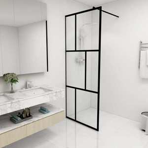 vidaXL Paravan de duș walk-in, negru, 80x195 cm, sticlă securizată imagine