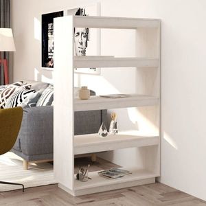 vidaXL Bibliotecă/Separator cameră alb 80x35x135 cm, lemn masiv de pin imagine