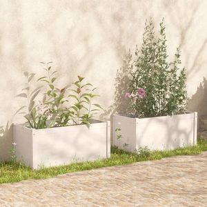 vidaXL Jardiniere de grădină 2 buc. alb 100x50x50 cm lemn masiv pin imagine